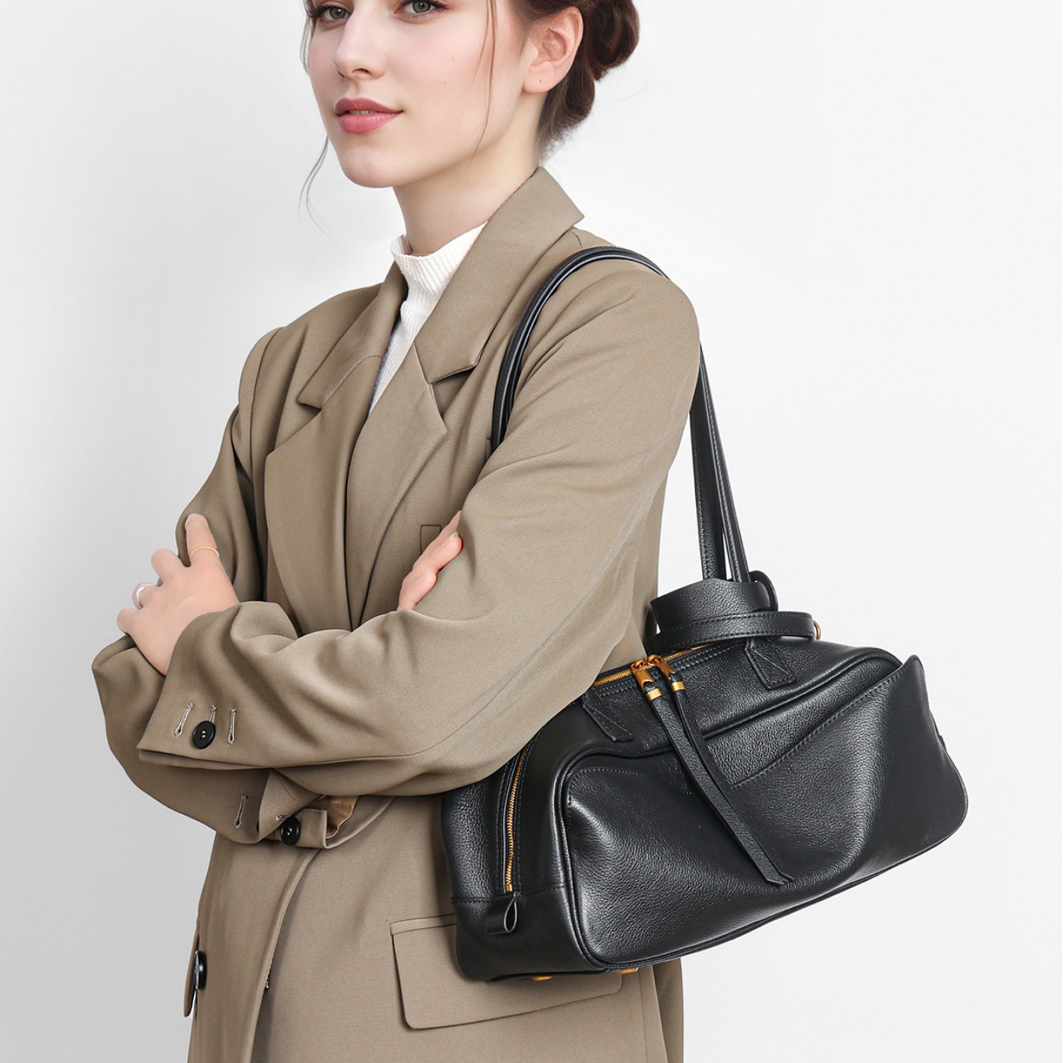 2025 New Boston Shoulder Black Bag